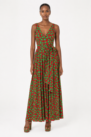 Moschino Allover Cherry Georgette Dress in Red