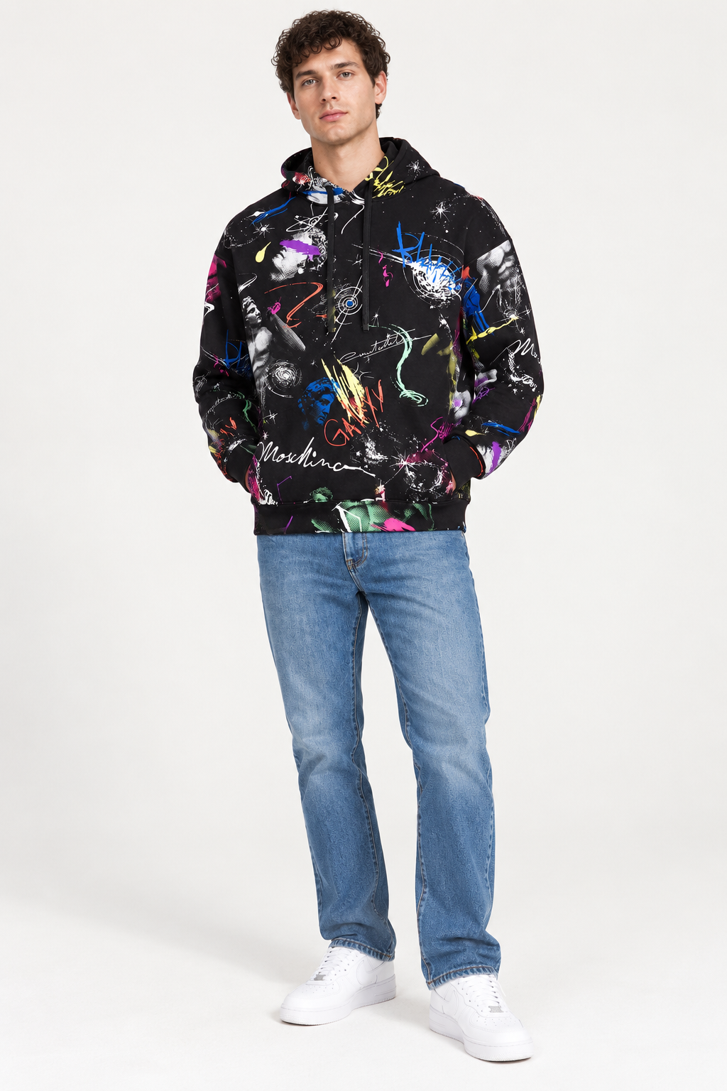 Moschino Galaxy Cotton Sweatshirt in Black