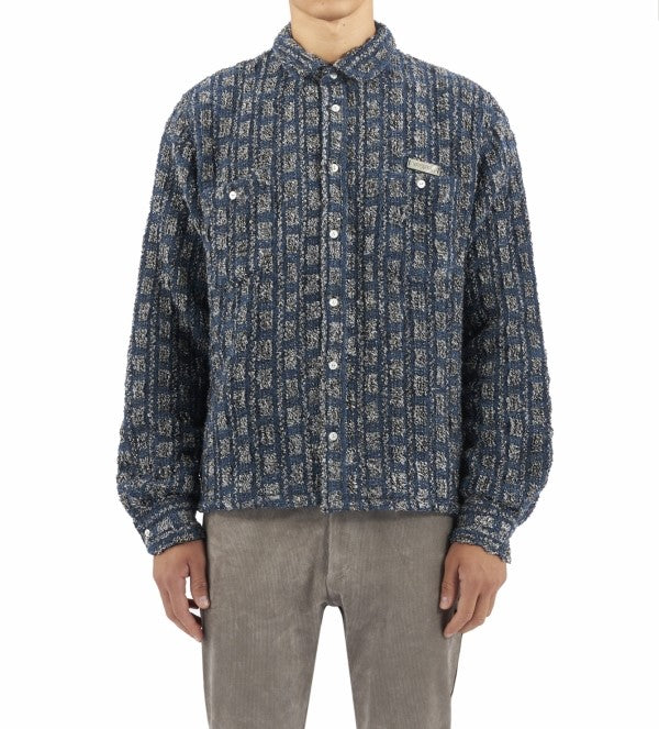4SDesigns Mens Navy Tweed Work Shirt