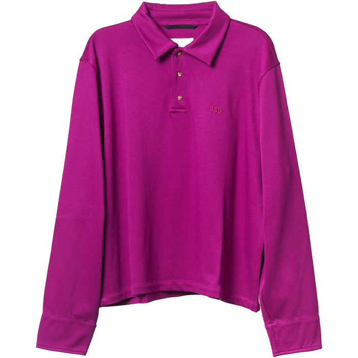 4Designs Mens Ls Woven Polo Purple