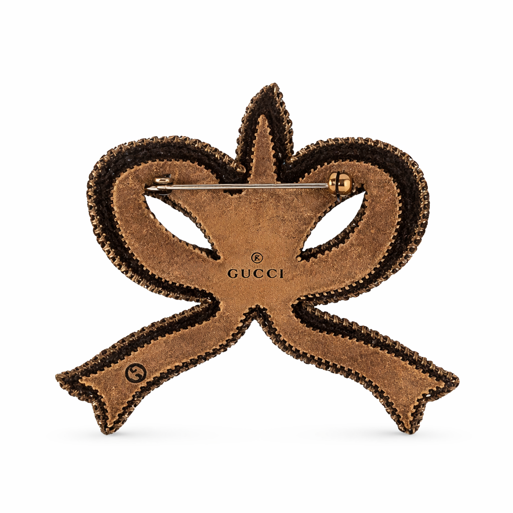 Gucci Rhinestone-Embellished Bow Brooch