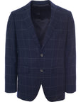 Hackett London Mens Fine Windowpane Blazer in Navy/Grey