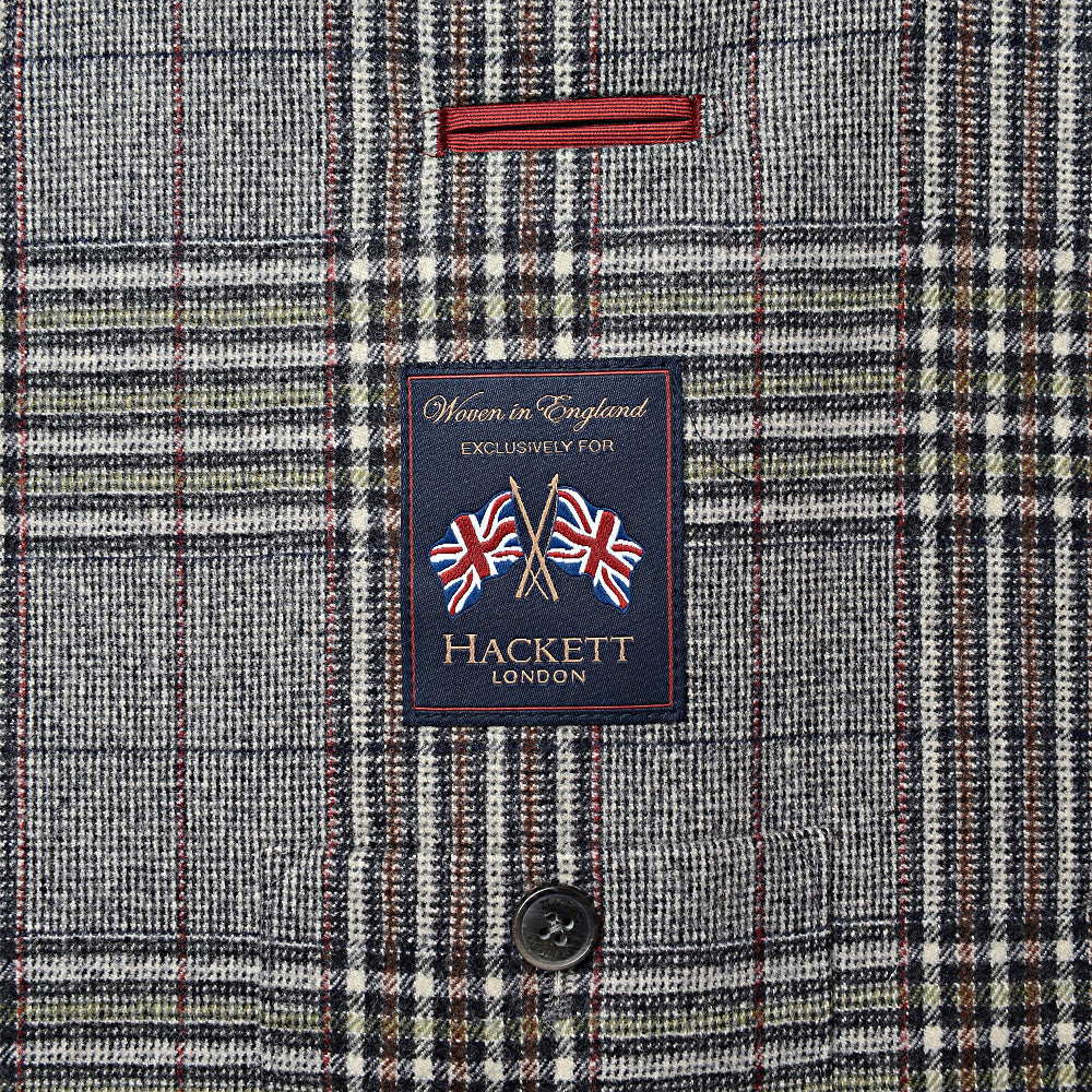 Hackett London Mayfair Multi Plaid Jacket in Cream/Multi