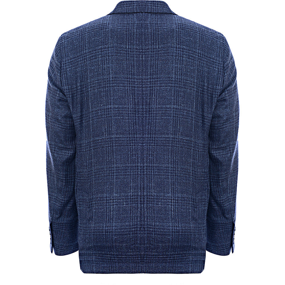 Hackett London Linen Tweed Check Jacket in Navy Blue Sale Lab UK