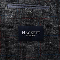 Hackett London Prince of Wales Check Knit Jacket in Charcoal