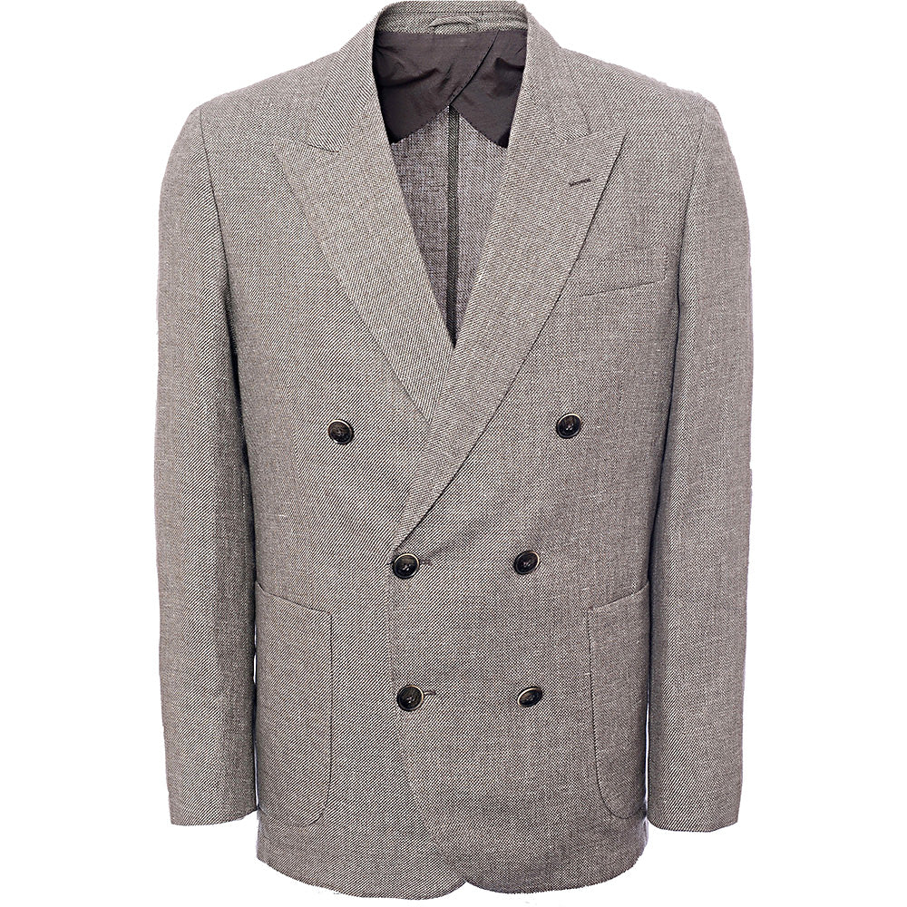 Hackett London Hopsack Double-Breasted Jacket in Light Brown