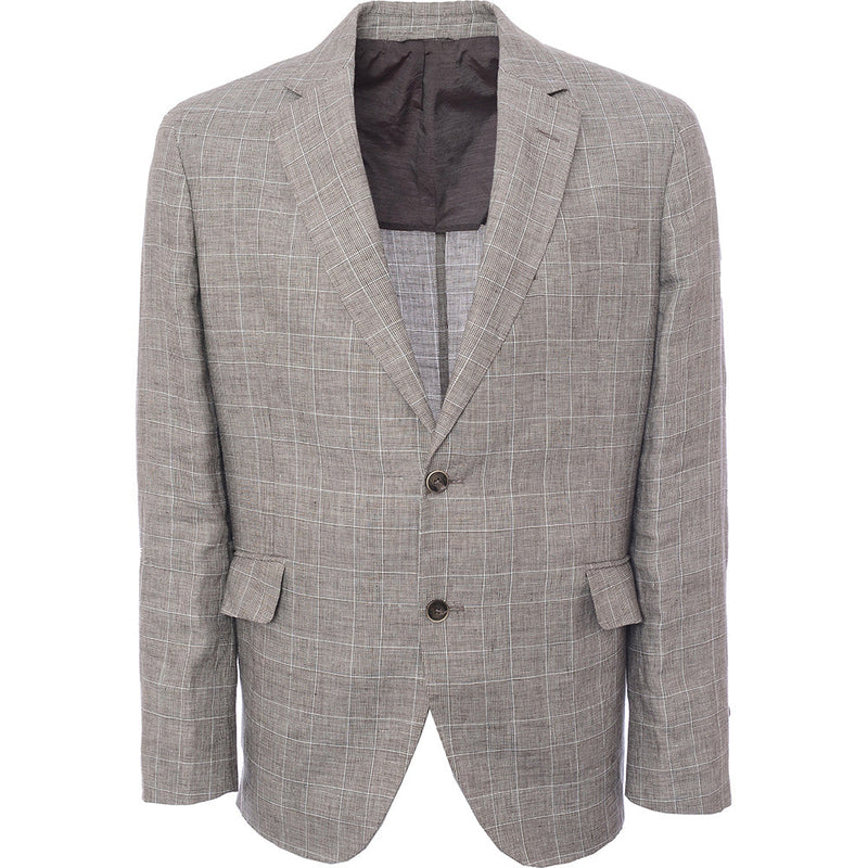 Hackett London Linen Check Jacket in Brown/White