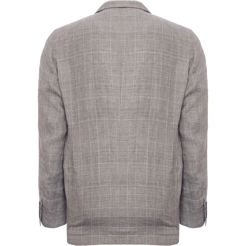 Hackett London Linen Check Jacket in Brown/White