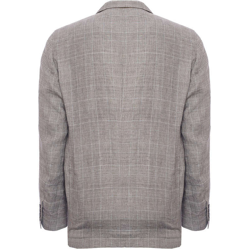 Hackett London Linen Check Jacket in Brown/White