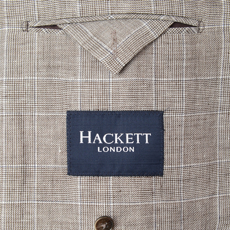 Hackett London Linen Check Jacket in Brown/White