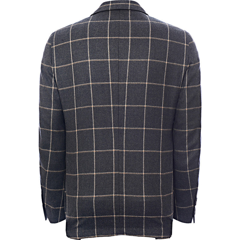 Hackett London Two-Tone Flannel Windowpane Jacket in Grey/Camel