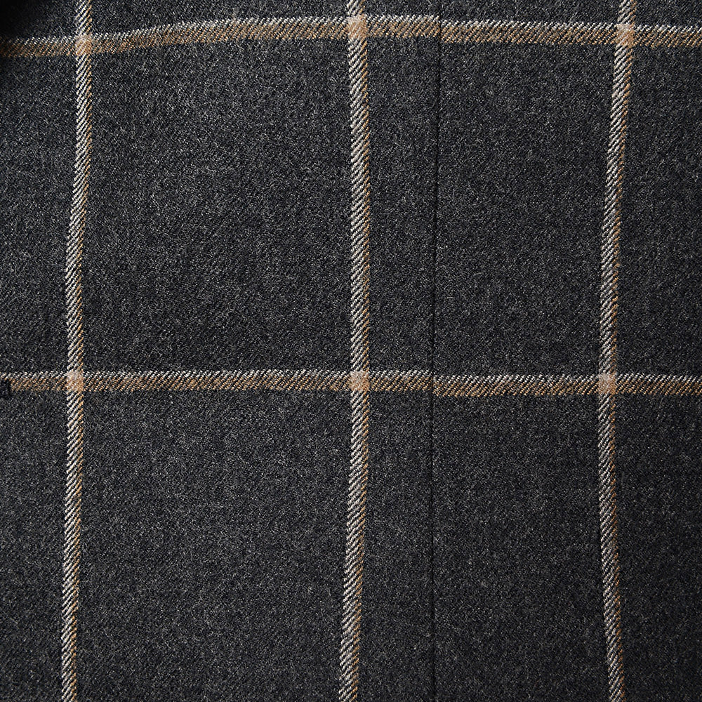 Hackett London Two-Tone Flannel Windowpane Jacket in Grey/Camel