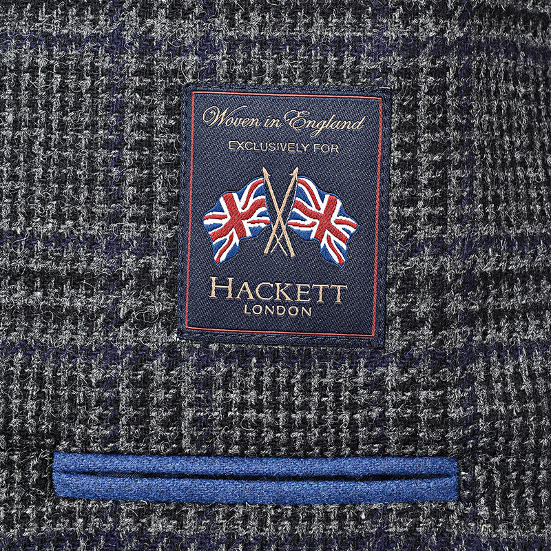 Hackett London Large Tweed Glen Check Jacket in Grey/Multi