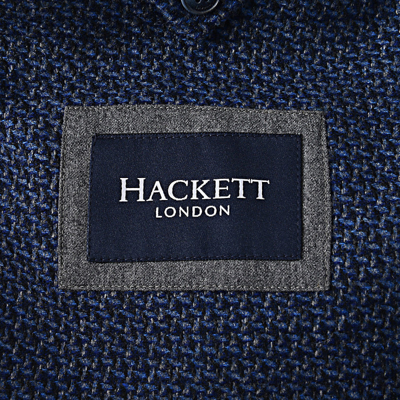 Hackett London Textured Geometric Wool Jacket in Blue/Multi