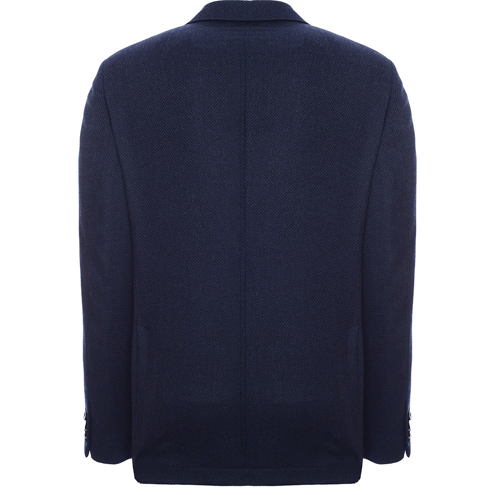 Hackett London Wool Cashmere Textured Double-Breasted Jacket in Blue