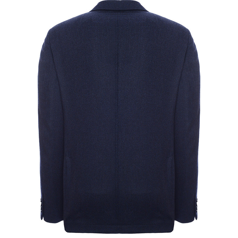 Hackett London Wool Cashmere Textured Double-Breasted Jacket in Blue