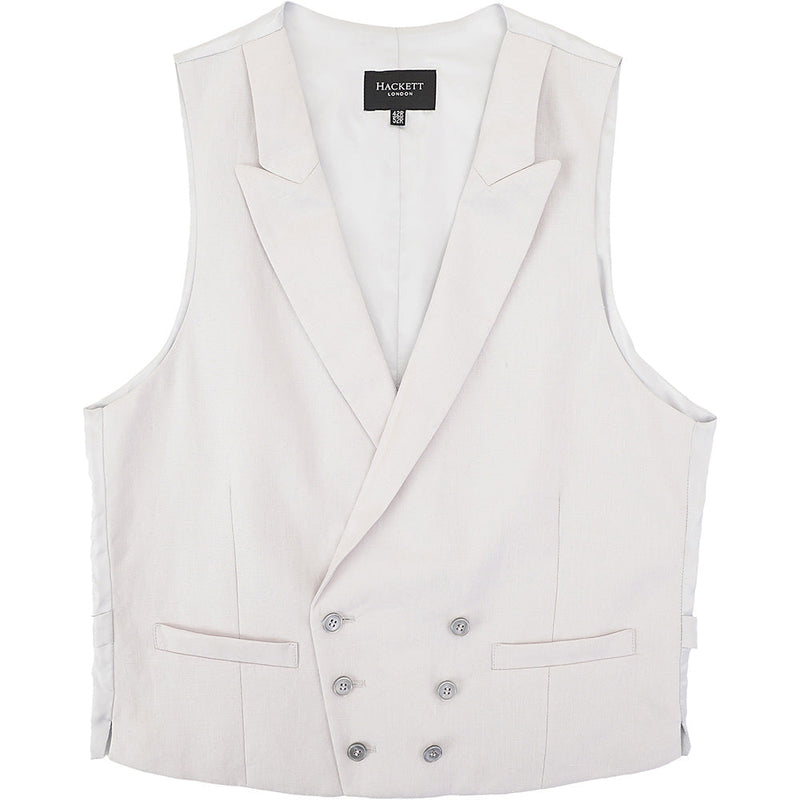 Hackett London Mens Linen Double Breasted Waistcoat in Beige