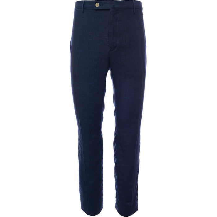 Hackett London Mens Plain Linen Trousers in Navy