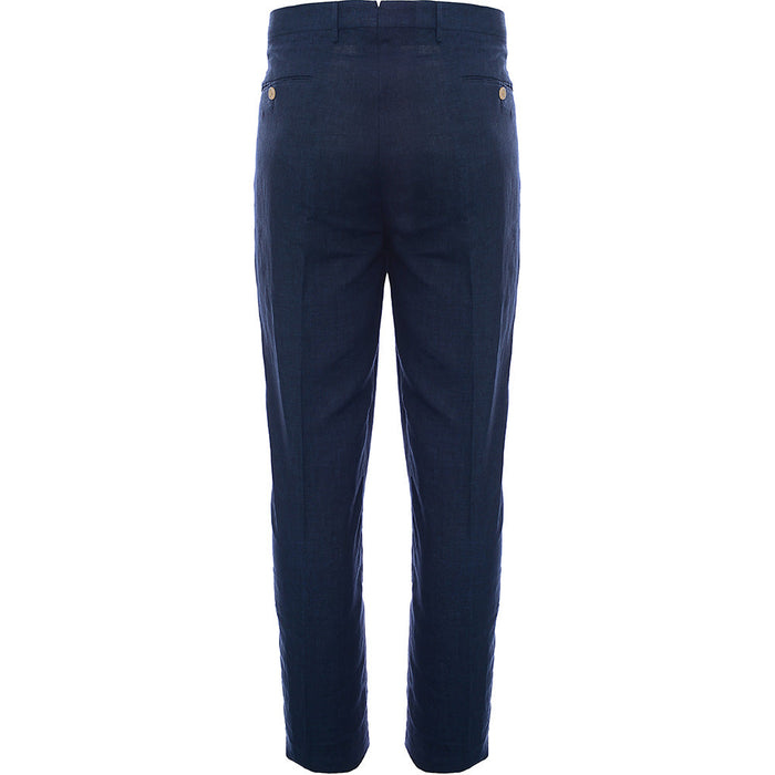 Hackett London Mens Plain Linen Trousers in Navy