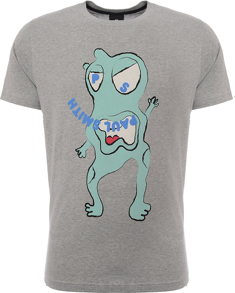 Paul Smith Mens Slim Fit Ss T-Shirt Ps Alien in Grey