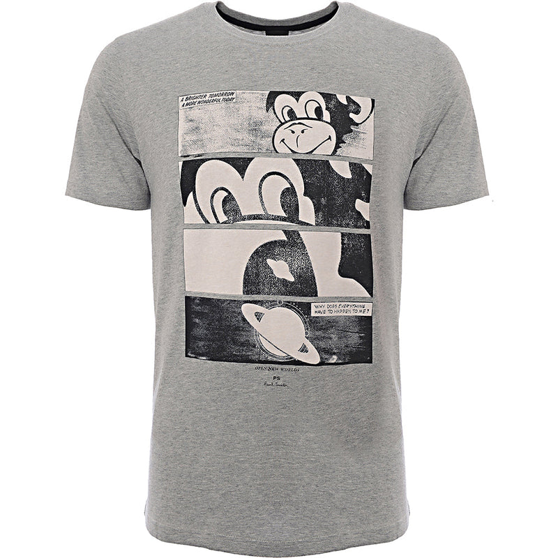 Paul Smith Mens Reg Fit Ss T-Shirt Monkey Comic in Grey