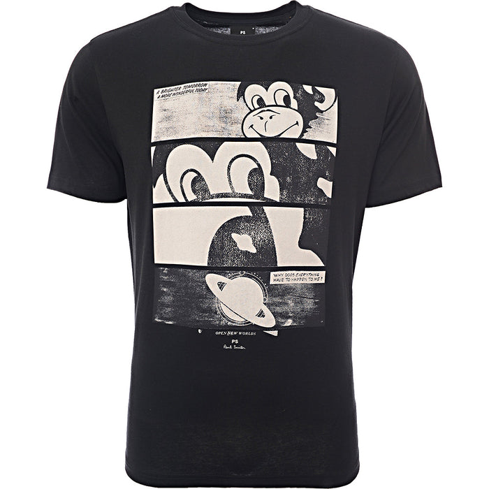 Paul Smith Mens Reg Fit Ss T-Shirt Monkey Comic in Black