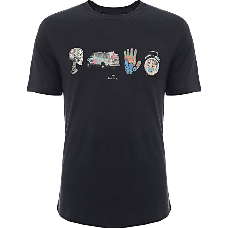 Paul Smith Mens Reg Fit Ss T-Shirt Graffiti in Black