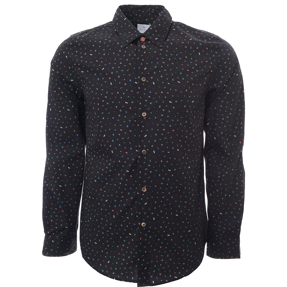 Paul Smith Mens Ls Tailored Fit Shirt in Black