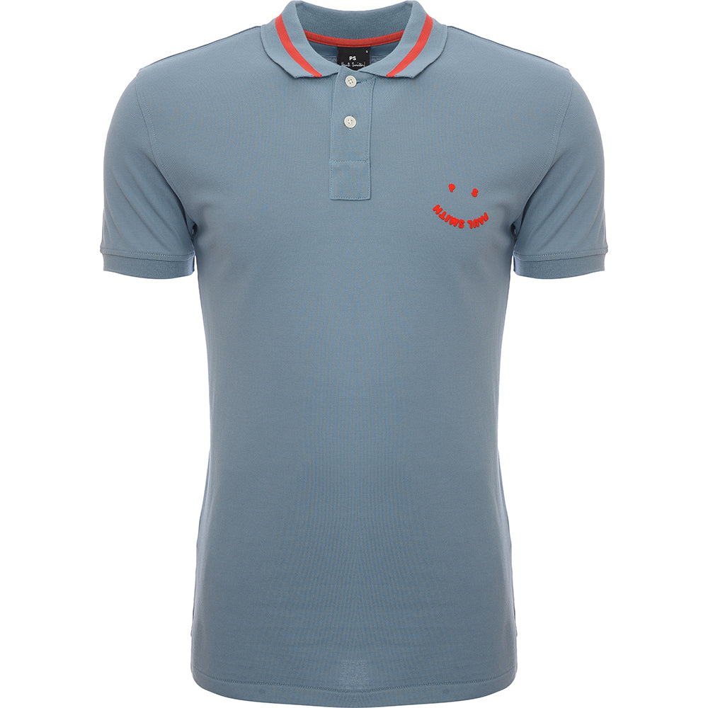 Paul Smith Mens Slim Fit Ss Polo Shirt Ps Happy in Blue