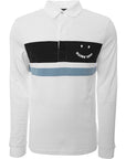 Paul Smith Mens Reg Fit Ls Polo Shirt Happy in White