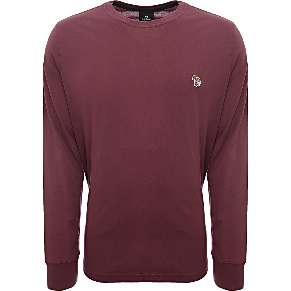 Paul Smith Mens Reg Fit Ls T-Shirt Zebra Badge in Purple