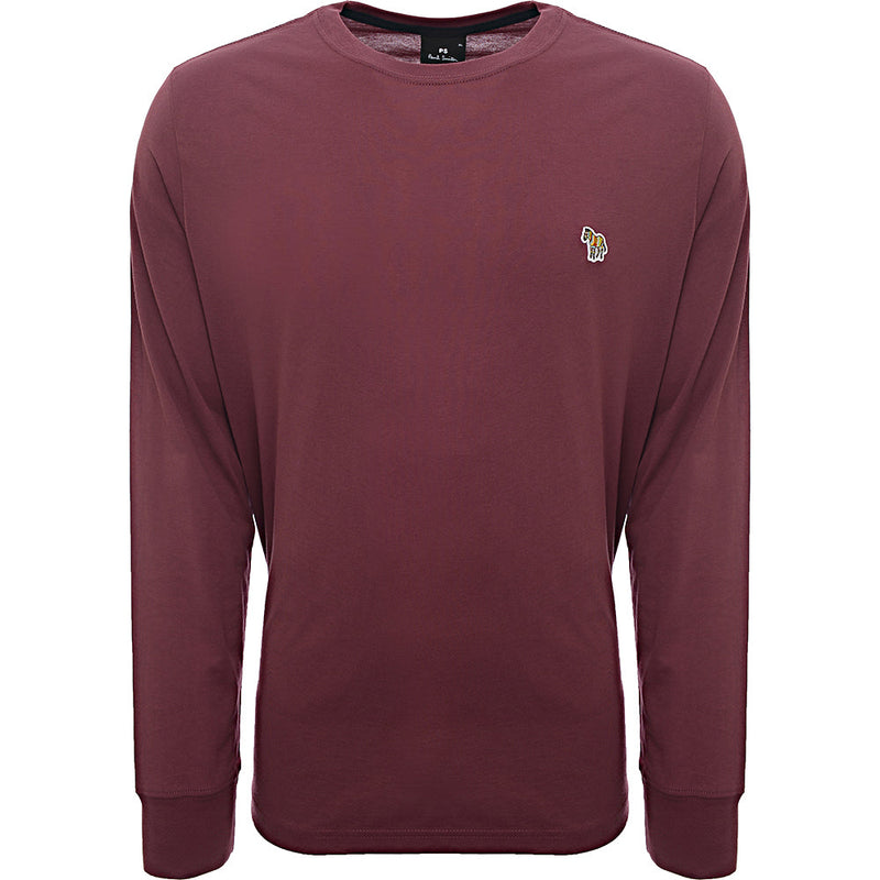 Paul Smith Mens Reg Fit Ls T-Shirt Zebra Badge in Purple