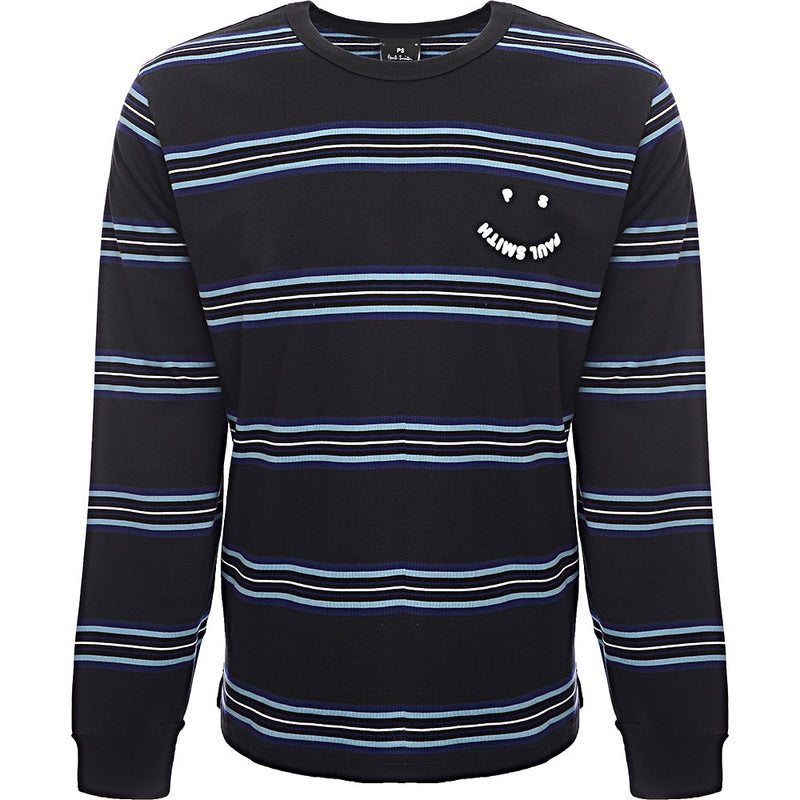 Paul Smith Mens Reg Fit Ls Top Happy in Black