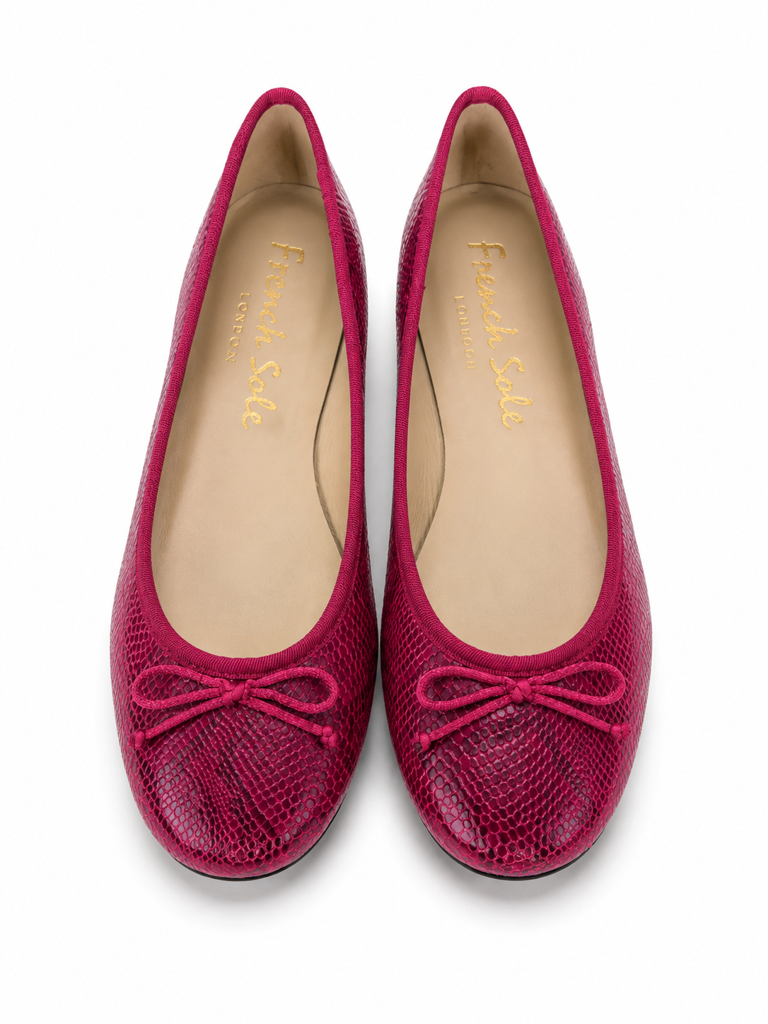 French Sole Womens Maddox Croc Embossed Leather Ballet Pumps in Purple
