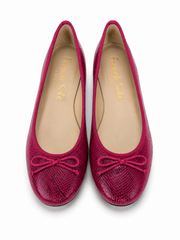 French Sole Womens Maddox Croc Embossed Leather Ballet Pumps in Purple