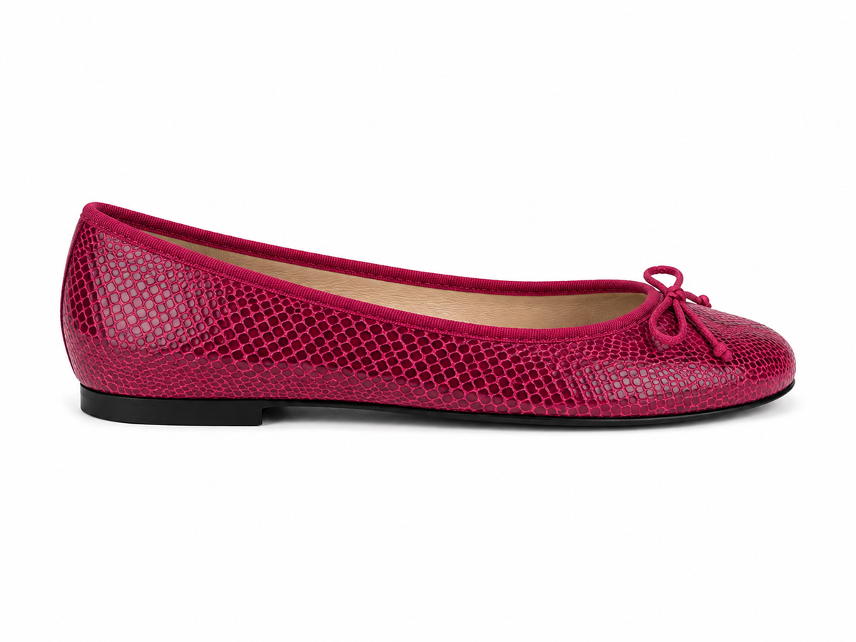 French Sole Womens Maddox Croc Embossed Leather Ballet Pumps in Purple