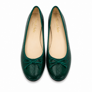 French Sole Womens Maddox Croc Embossed Leather Ballet Pumps in Green