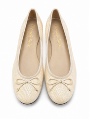 French Sole Womens Maddox Croc Embossed Leather Ballet Pumps in Beige