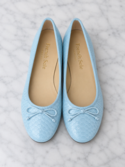 French Sole Womens Maddox Metallic Leather Ballet Pumps in Light Blue