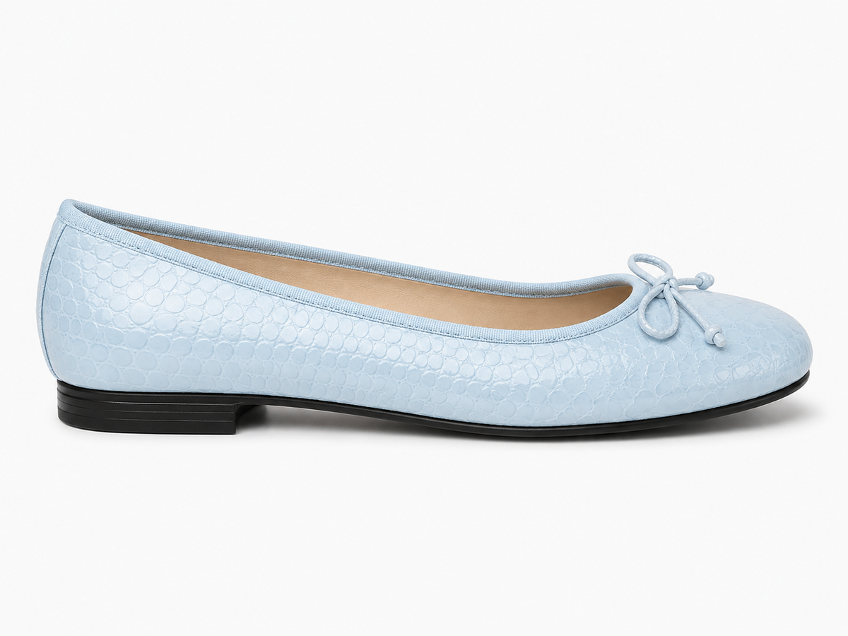 French Sole Womens Maddox Metallic Leather Ballet Pumps in Light Blue