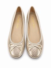 French Sole Womens Maddox Metallic Leather Ballet Pumps in Light Gold