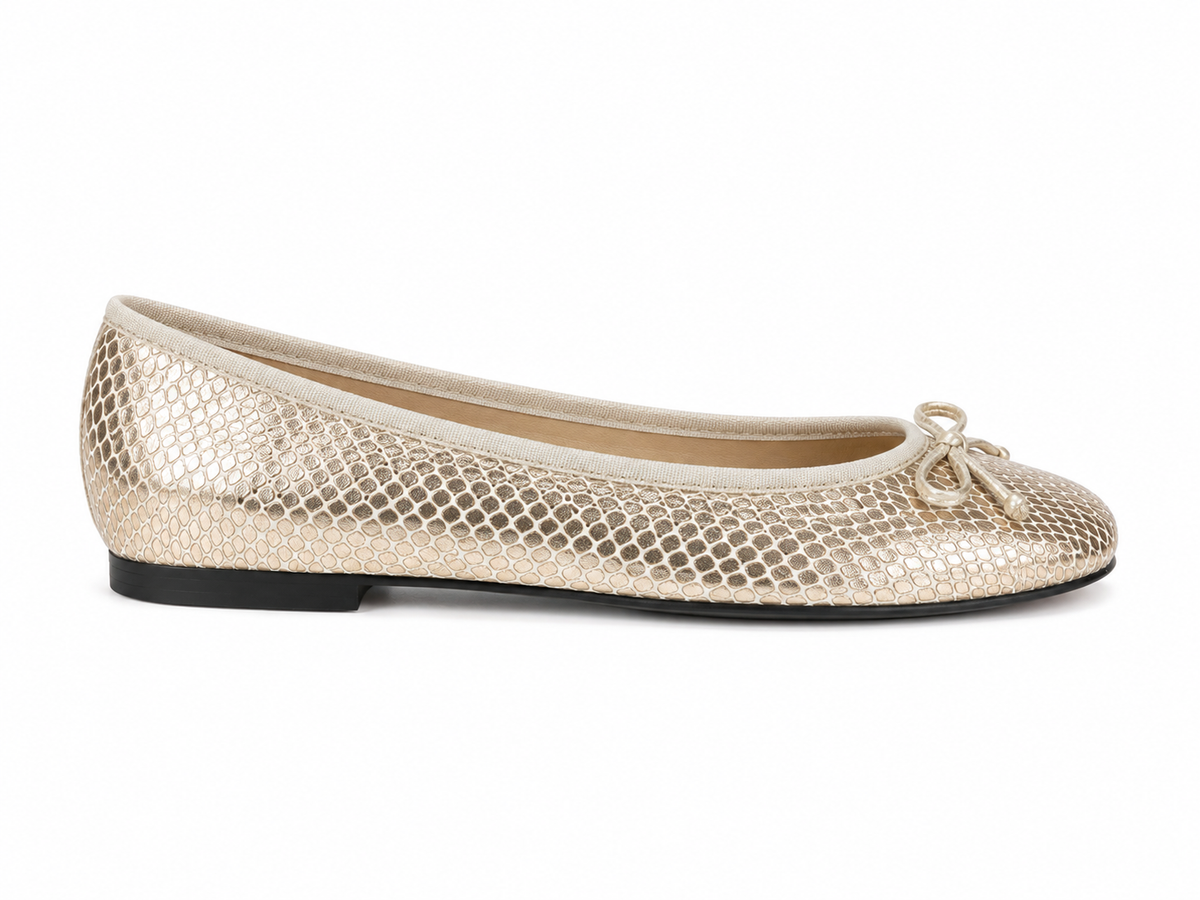 French Sole Womens Maddox Metallic Leather Ballet Pumps in Light Gold