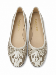 French Sole Womens Maddox Snake Print Leather Ballet Pumps in White Mix