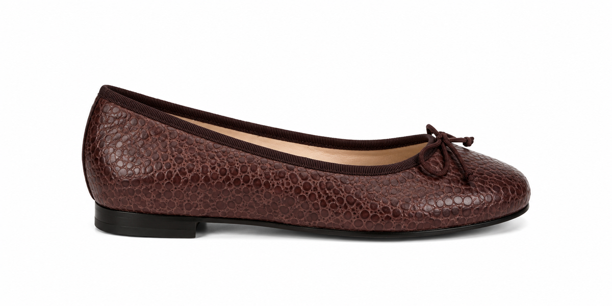 French Sole Womens Maddox Leather Ballet Pumps in Dark Brown