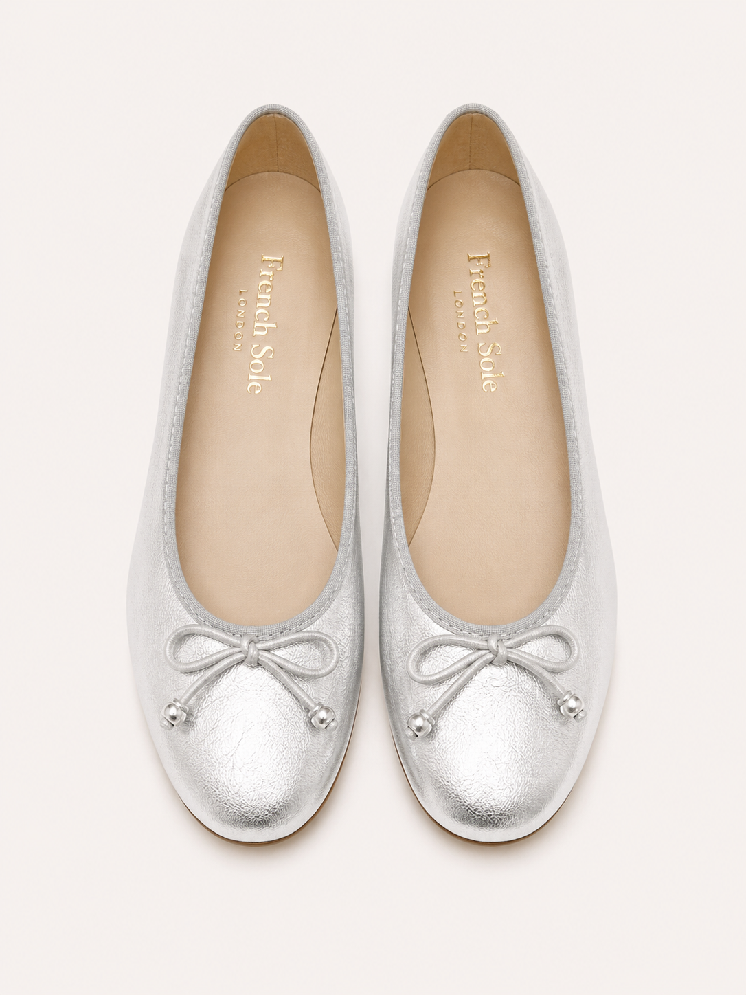 French Sole Womens Maddox Metallic Leather Ballet Pumps in Silver