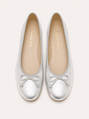 French Sole Womens Maddox Metallic Leather Ballet Pumps in Silver