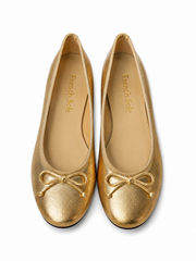 French Sole Womens Maddox Metallic Leather Ballet Pumps in Gold
