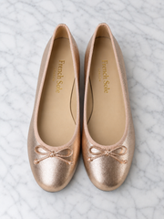 French Sole Womens Maddox Metallic Leather Ballet Pumps in Rose Gold