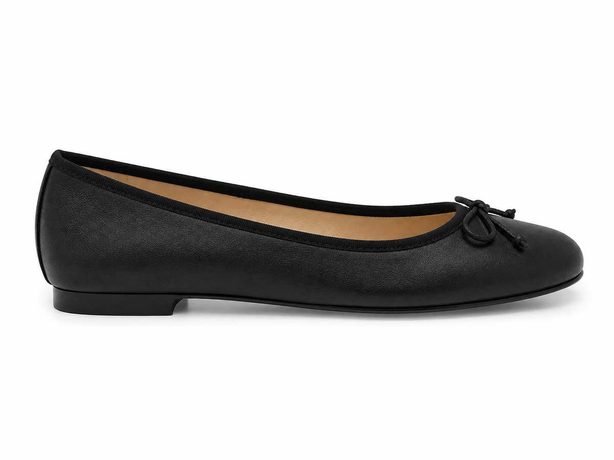 French Sole Womens Maddox Leather Ballet Pumps in Black