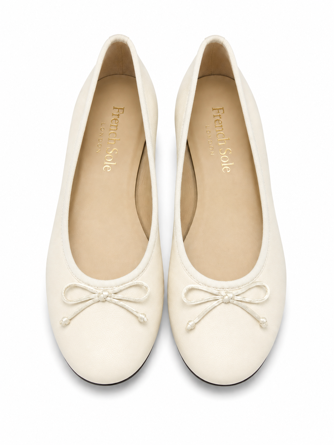 French Sole Womens Maddox Leather Ballet Pumps in Off White